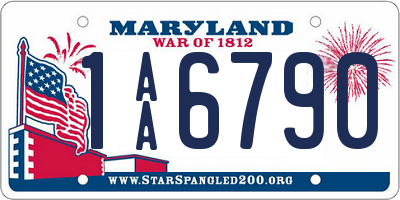 MD license plate 1AA6790