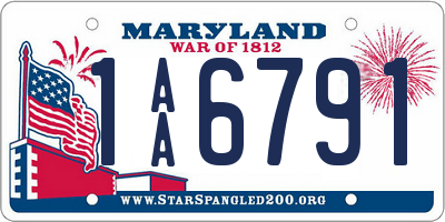 MD license plate 1AA6791
