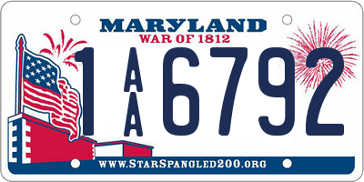 MD license plate 1AA6792