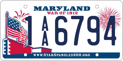 MD license plate 1AA6794