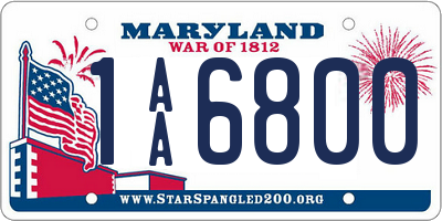 MD license plate 1AA6800