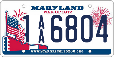 MD license plate 1AA6804