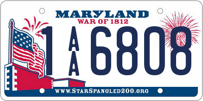 MD license plate 1AA6808