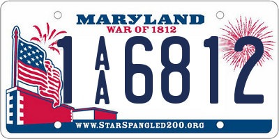 MD license plate 1AA6812