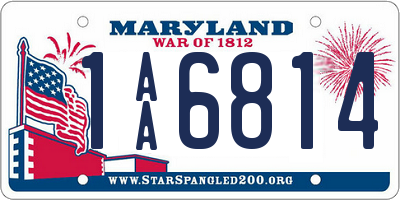 MD license plate 1AA6814