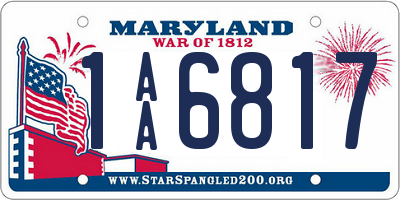 MD license plate 1AA6817