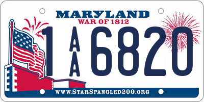 MD license plate 1AA6820