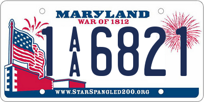 MD license plate 1AA6821