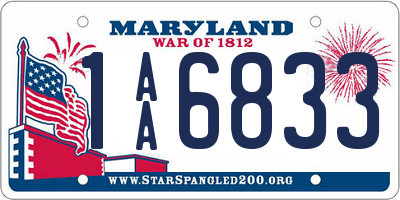 MD license plate 1AA6833