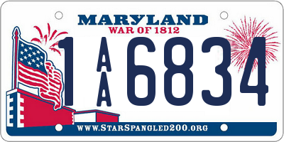 MD license plate 1AA6834