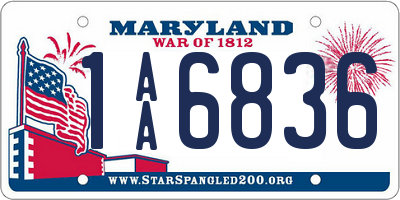 MD license plate 1AA6836