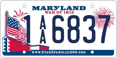 MD license plate 1AA6837