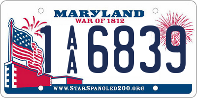 MD license plate 1AA6839