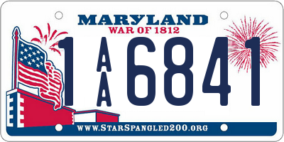 MD license plate 1AA6841