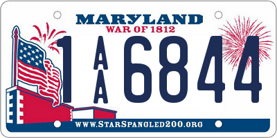 MD license plate 1AA6844