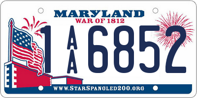 MD license plate 1AA6852