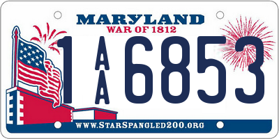 MD license plate 1AA6853