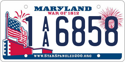 MD license plate 1AA6858