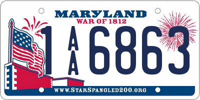 MD license plate 1AA6863