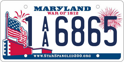 MD license plate 1AA6865