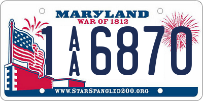 MD license plate 1AA6870