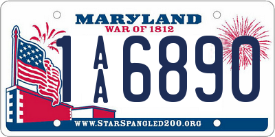 MD license plate 1AA6890