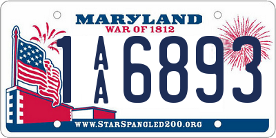 MD license plate 1AA6893