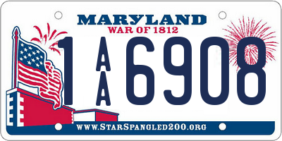 MD license plate 1AA6908