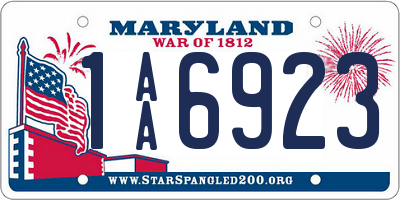 MD license plate 1AA6923