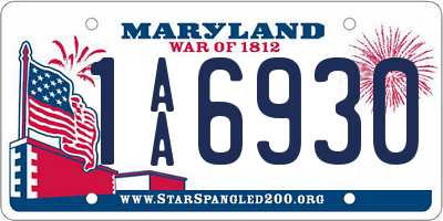 MD license plate 1AA6930