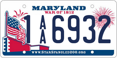 MD license plate 1AA6932