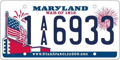 MD license plate 1AA6933