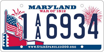 MD license plate 1AA6934