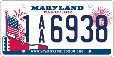 MD license plate 1AA6938