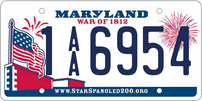 MD license plate 1AA6954