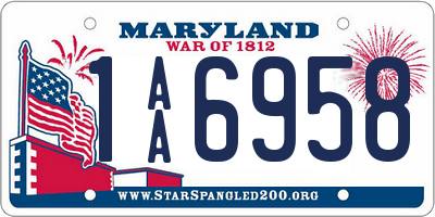 MD license plate 1AA6958