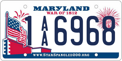 MD license plate 1AA6968