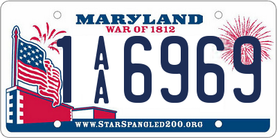 MD license plate 1AA6969