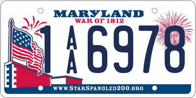 MD license plate 1AA6978