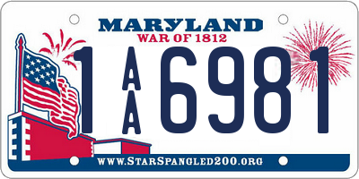 MD license plate 1AA6981