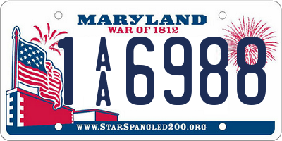 MD license plate 1AA6988