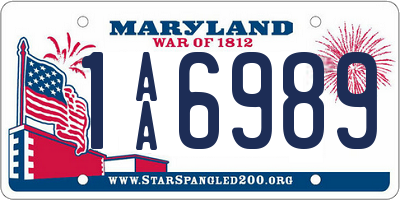 MD license plate 1AA6989