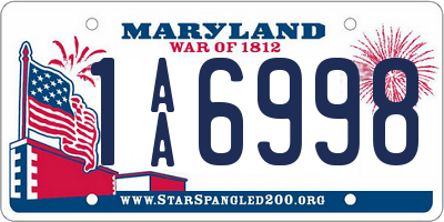 MD license plate 1AA6998