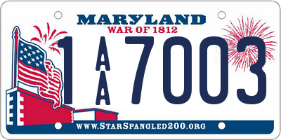 MD license plate 1AA7003