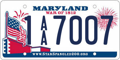 MD license plate 1AA7007