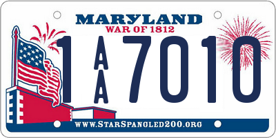 MD license plate 1AA7010