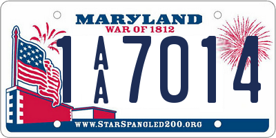 MD license plate 1AA7014