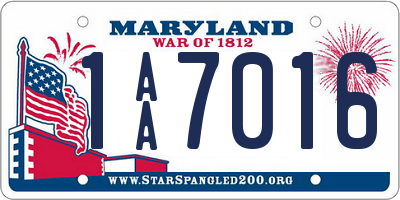 MD license plate 1AA7016