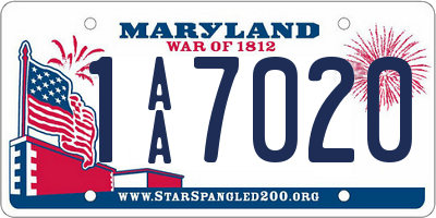 MD license plate 1AA7020