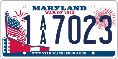 MD license plate 1AA7023